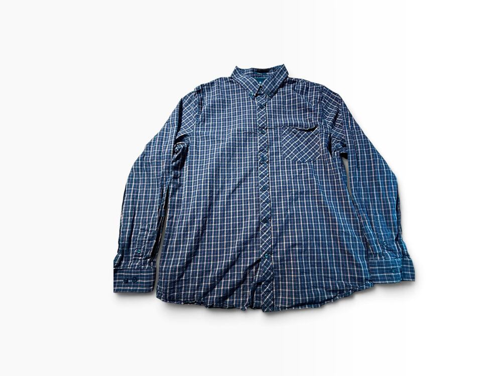 Ben Sherman Men’s XL Navy Brown Plaid Long Sleeve Stretch Button Down Shirt